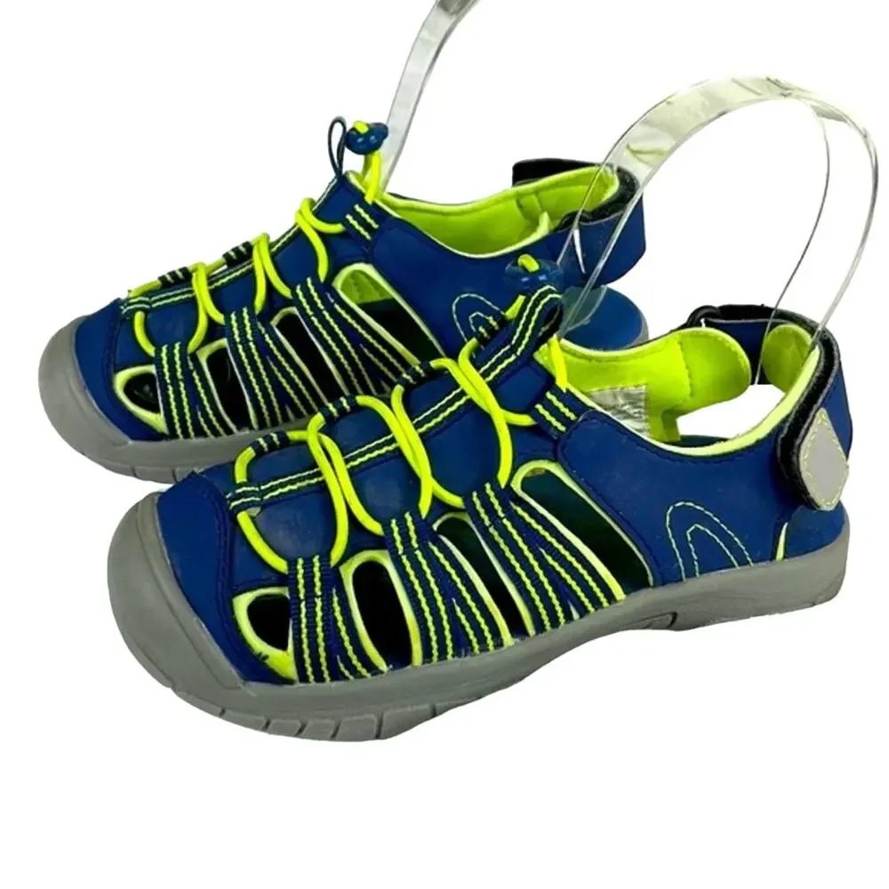 DSG Youth Caged Sandal 12 Youth Navy Blue /Yellow Adjustable Ankle Strap & Top